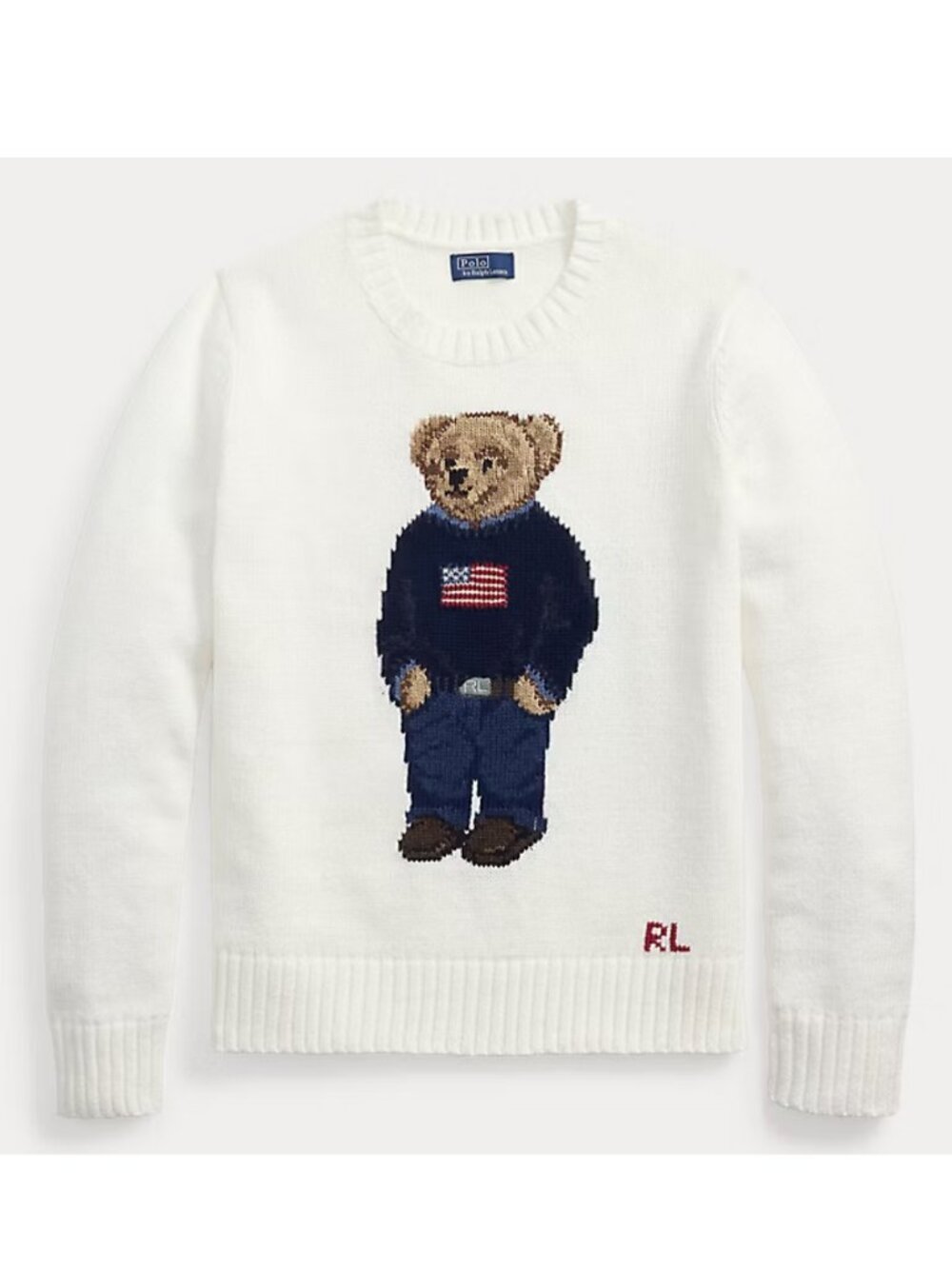 Ralph Lauren Polo Bear Linen-Cotton Crewneck Sweater L NWT
